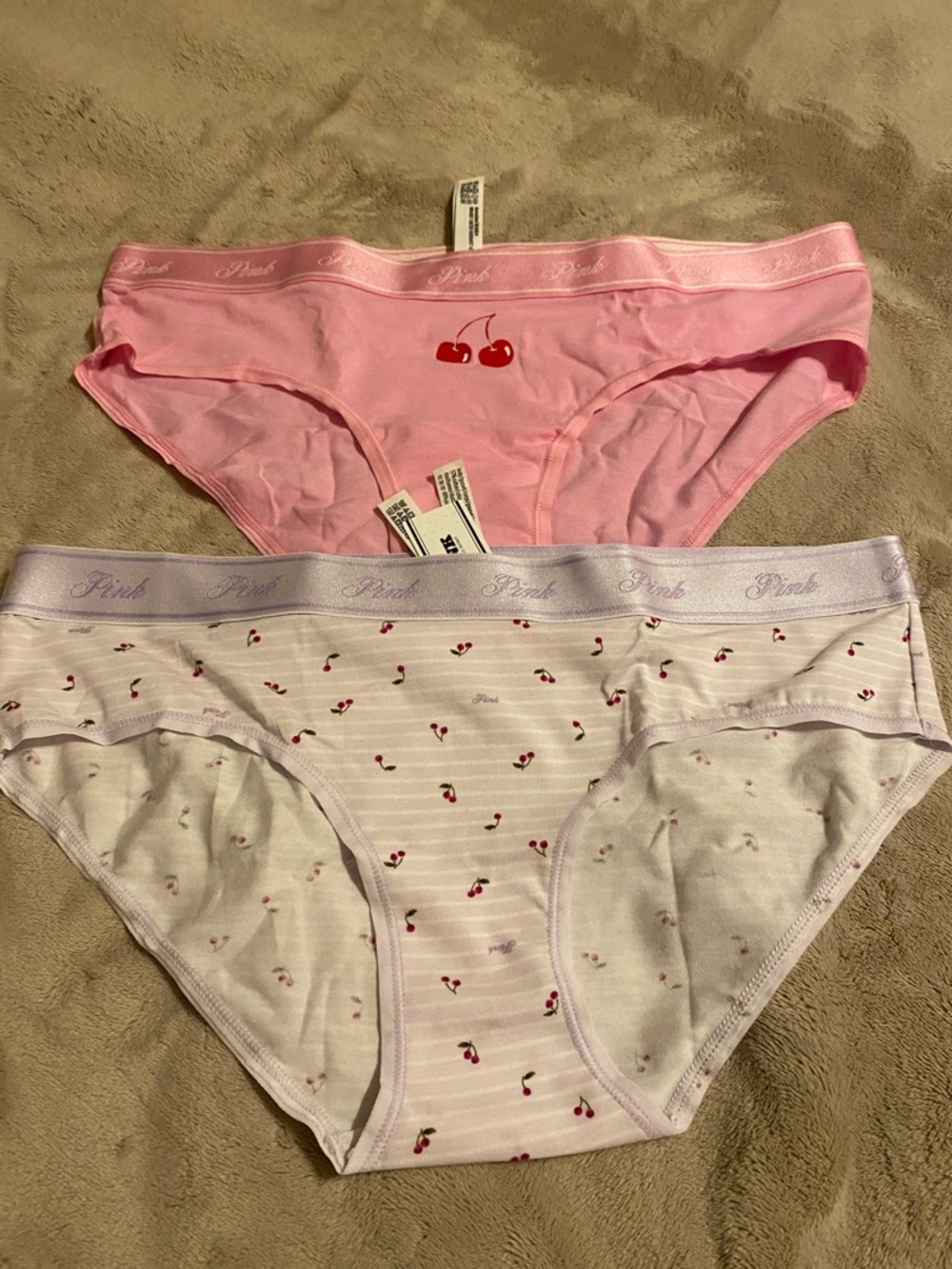 Set of Tow New Victoria's Secret Logo Cotton Hiphugger Panty M Size